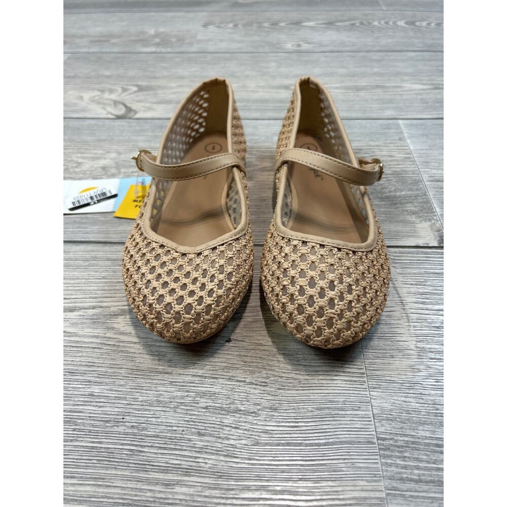 Cat & Jack Girls' Wilma Ballet Flats Tan Size 1 NWT - Picture 2 of 3